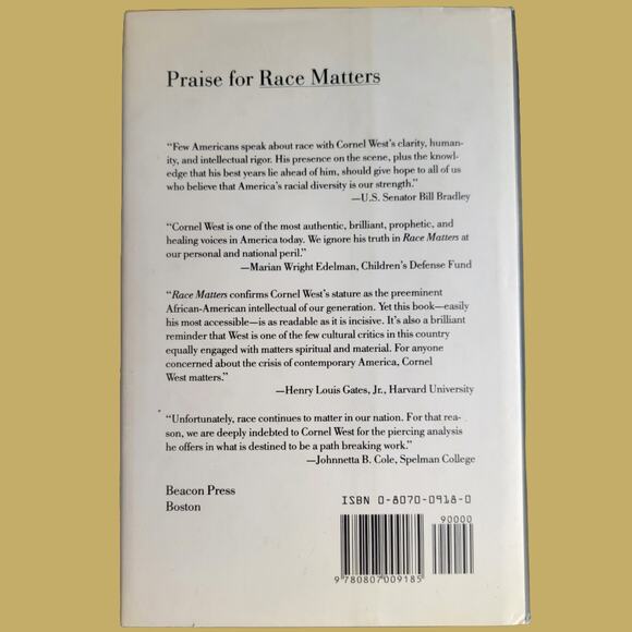 First Edition 1993 Cornel West's "Race Matters" Hardcover Book - Picture 5 of 5